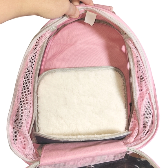 XZKING Pink Bubble Expandable Small Pet Cat Dog Backpack Carrier 12.5"X11"X16.5" - Picture 7 of 11